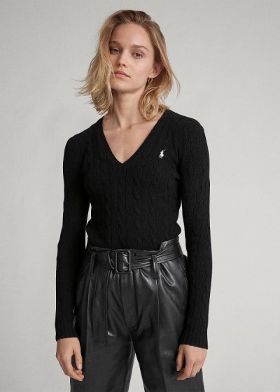 Sueter Polo Ralph Lauren Mujer Negros - Cable Wool-Cashmere - IXZLF4705